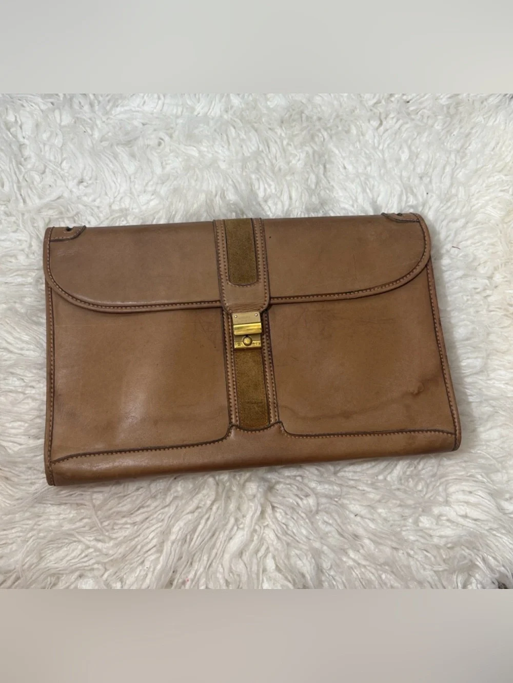 Vintage Gucci Classic Tan Leather Men’s Document Clutch